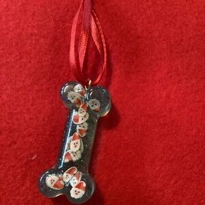 🎄Festive Dog Bone Ornament with Santa Design